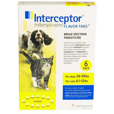 Interceptor For Dogs 26-50 Lbs (yellow) 6 Chews