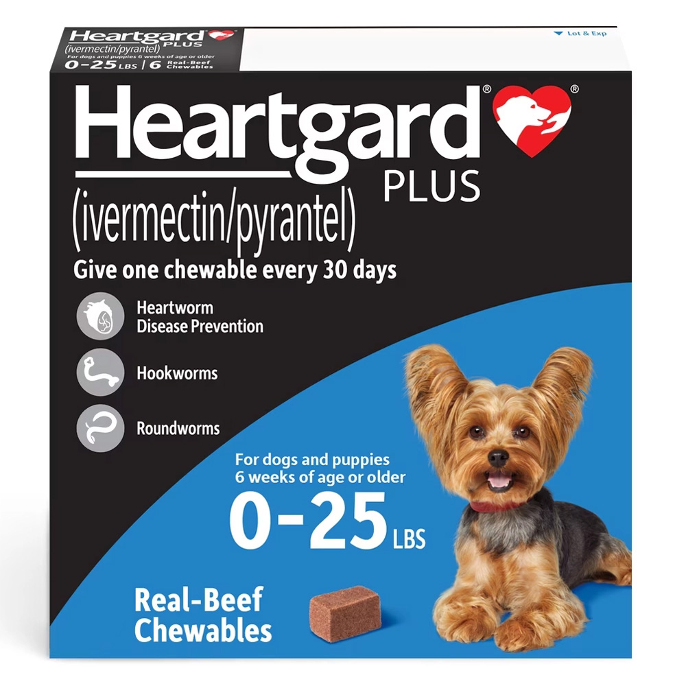 Heartgard Plus Chewables Small Dogs up to 25lbs (Blue)