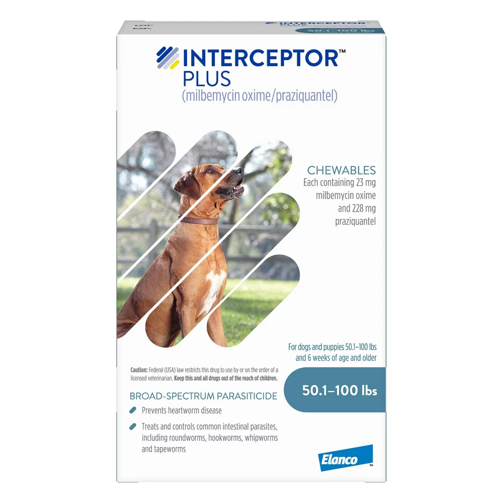 Interceptor Plus Chew (Interceptor Spectrum) For Dogs 50.1- 100lbs (Blue)