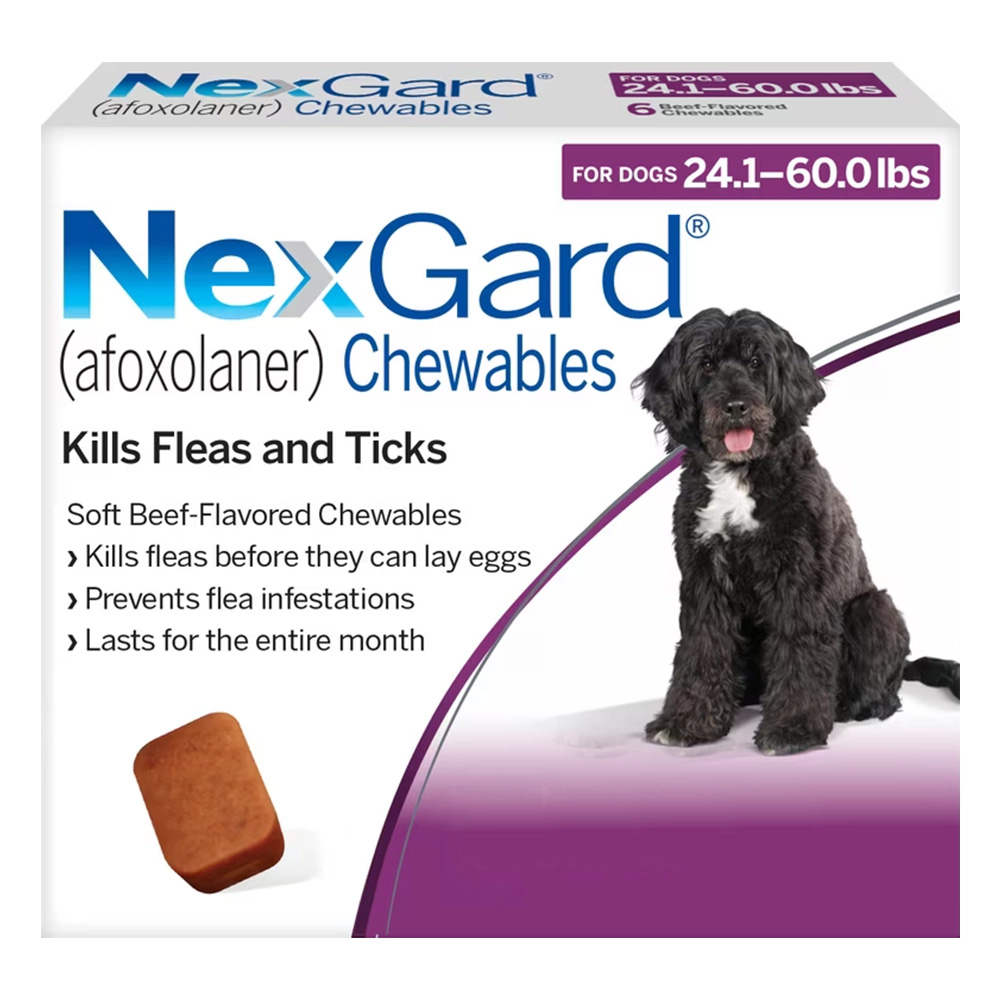 Nexgard Chewables for Large Dogs 24.1-60 lbs (Purple) 68mg