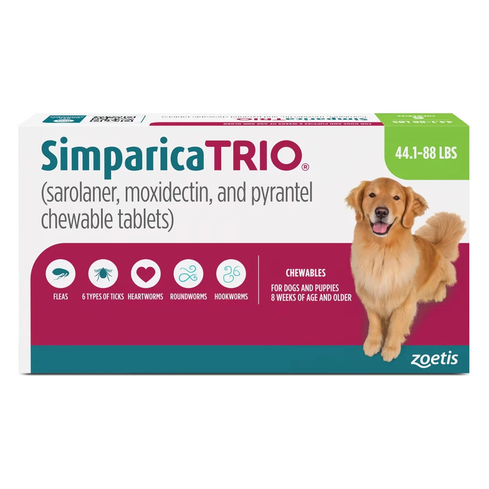Simparica TRIO for Dogs 44.1-88 lbs (Green)