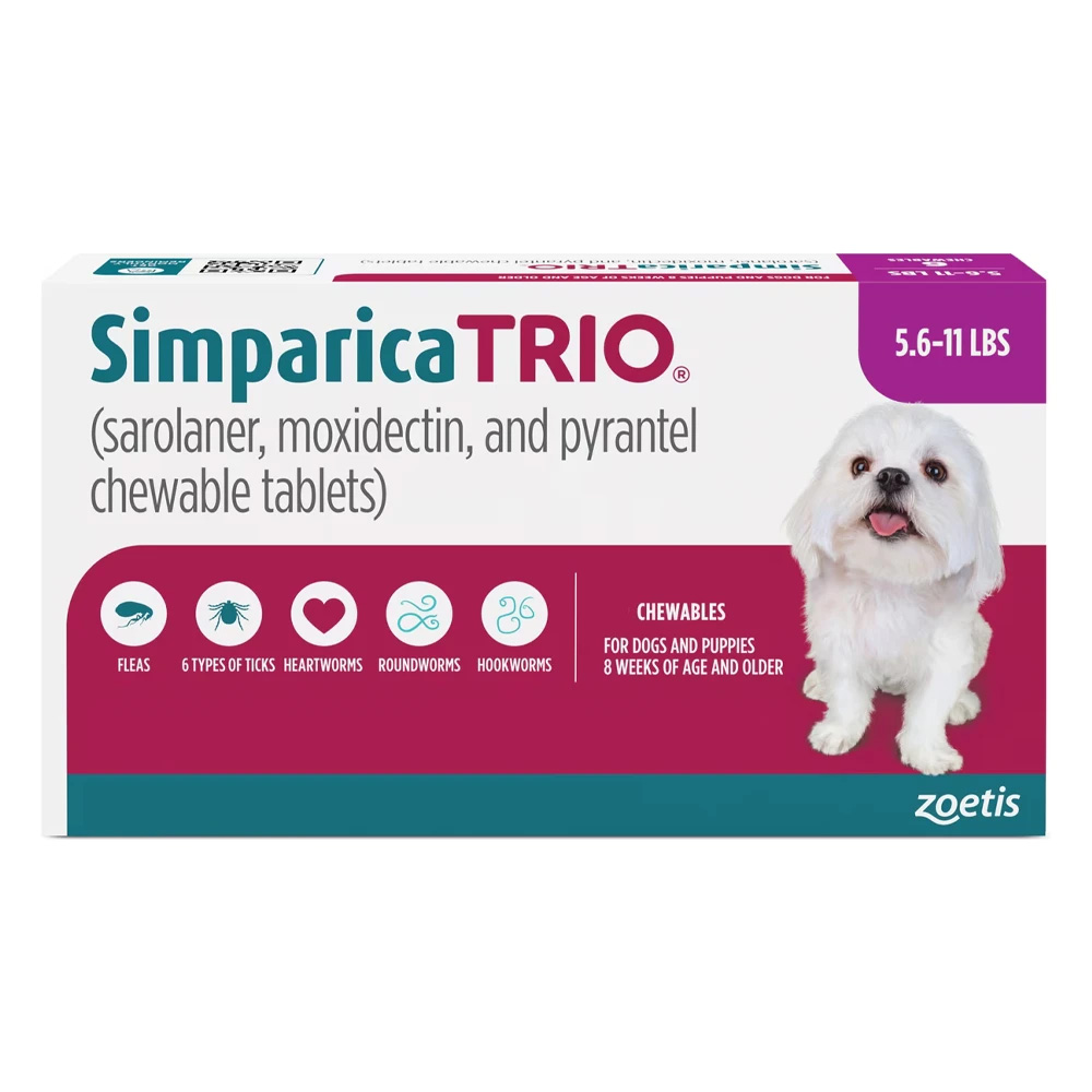 Simparica TRIO for Dogs 5.6-11 lbs (Purple)