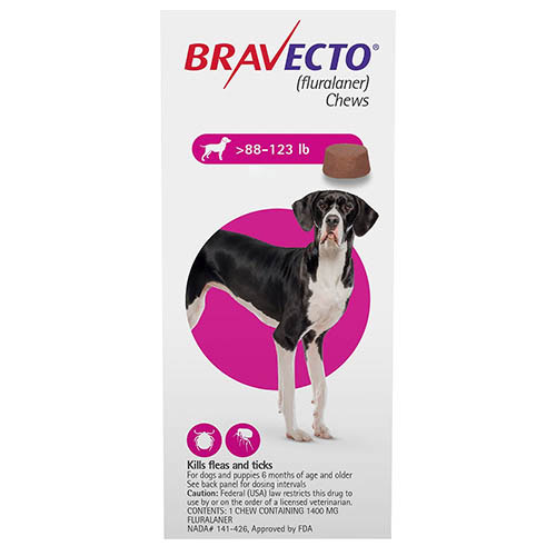 Bravecto For Extra Large Dogs 88-123lbs (pink) 1 Chews