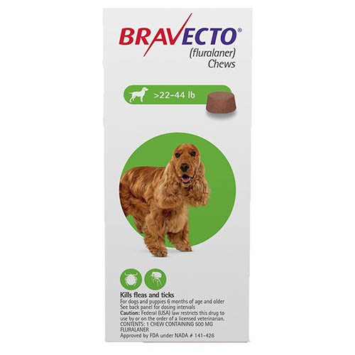 Bravecto For Medium Dogs 22- 44 Lbs (green) 1 Chews