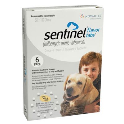 Sentinel For Dogs 51-100 Lbs (white) 6 Chews